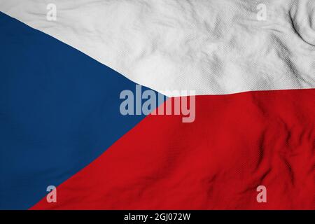 Nahaufnahme im Vollformat auf einer winkenden tschechischen Flagge in 3D-Rendering. Stockfoto