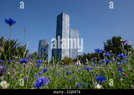 The Deansgate Square Skyscraper Cluster Stockfoto