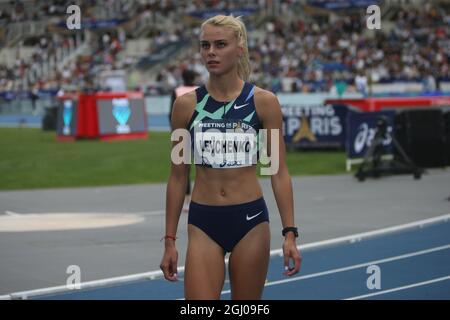 Yuliya Levchenko aus der Ukraine Hochsprung-Frauen während der IAAF Wanda Diamond League, Meeting de Paris Leichtathletik-Veranstaltung am 28. August 2021 im Charlety-Stadion in Paris, Frankreich - Foto Laurent Lairys / DPPI Stockfoto