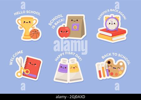 Zurück zur Schule Etiketten setzen Vektor-Illustration. Stock Vektor