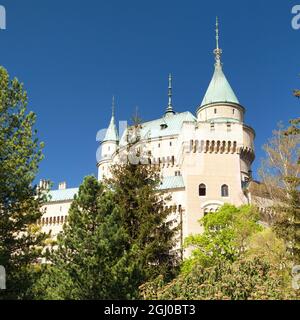 Bojnice Burg in der Nähe Prievidza Stadt, Frühling Ansicht, Slowakei, Europa Stockfoto