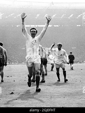 1968 FA Cup Finale West Bromwich Albion gegen Everton Jeff Astle feiert, nachdem sein Siegtreffer das FA Cup Finale für West Bromwich Albion gewonnen hat. Mai 1968. Stockfoto