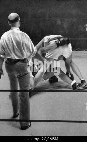 Boxer Weltweight 1932 Olympic Games, Los Angeles, USA, deutscher Boxer Erich Campe gegen Jensen Stockfoto