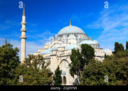 Türkei, Istanbul Süleymaniye-Moschee (Süleymaniye Camii) ist eine Moschee Ottoman Imperial auf der dritten Hügel von Istanbul. Stockfoto