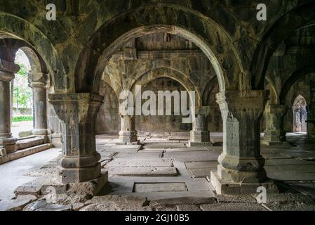 Armenien, Debed Canyon, Sanahin. Sanahin Kloster Innenraum, 10. Jahrhundert. Stockfoto