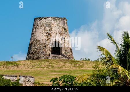 Ruins of Rust Op Twist Sugar Mill Plantage, St. Croix, US Virgin Islands. Stockfoto