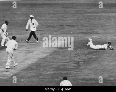 CRICKET MCC V AUSTRALIEN - HAWKE NEIL FÄNGT SHEPPARD D IN AKTION - ; 15. FEBRUAR 1963 Stockfoto