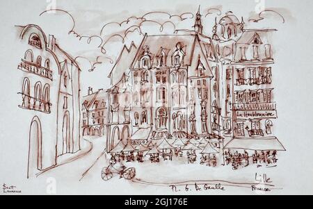 Place du General de Gaulle, Altstadt, Lille, Frankreich Stockfoto