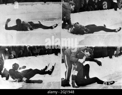 OLYMPISCHE WINTERSPIELE IN INNSBRUCK, ÖSTERREICH - ANTSON UNFALL ; 6. FEBRUAR 1964 Stockfoto