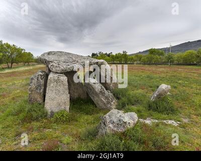 Dolmen Anta do Sobral im Alentejo bei Marvao. Europa, Südeuropa, Portugal, März Stockfoto