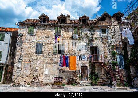 Historisches altes Haus im Zentrum von Split, Kroatien Stockfoto