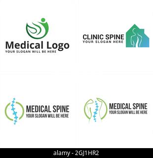 Medizinische Klinik Wirbelsäule Gesundheit Menschen Logo-Design Stock Vektor