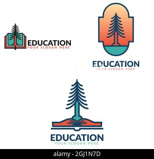Bildung Buch Baum Logo Design Stock Vektor