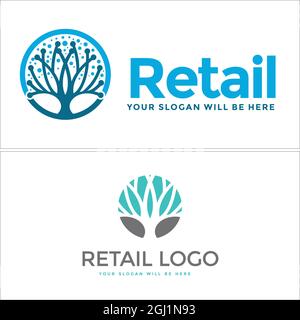 Baum Logo Design Blatt Blase Design Vektor Stock Vektor