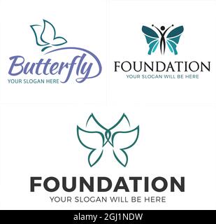 Gemeinschaft gemeinnützige Schmetterling Menschen Vektor Logo Design Stock Vektor