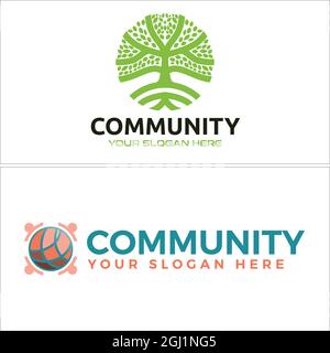 Gemeinnützige Gemeinschaft Menschen und Baum-Logo-Design Stock Vektor