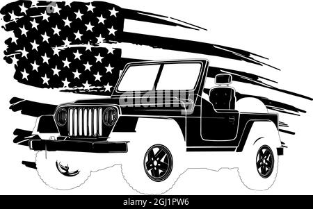 vektor-Illustration des Autos mit amerikanischer Flagge Stock Vektor