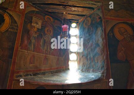 Heiliger Monastery der Verklärung des Erlösers ( metamorfoseos Spielzeug sotiros ) oder großes Meteor. 14. Jahrhundert, christliches Kloster, Meteora, Griechenland Stockfoto