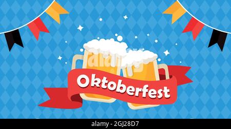 Internationales Münchner Bierfest Oktoberfest, Werbungshintergrund - Vektorgrafik Stock Vektor