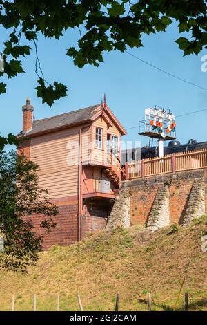 Signalbox am Bahnhof Severn Valley, Bewdley, Worcestershire, UK 2021 Stockfoto