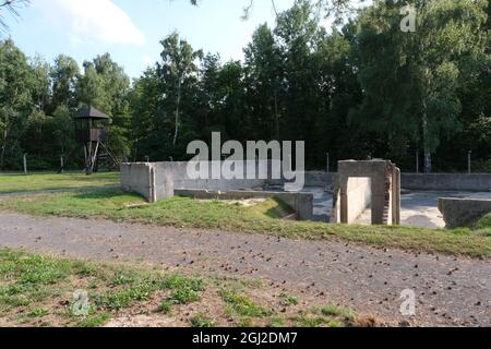 Lambinowice, Polen - 21. August 2021: Stalag 318 VIII F 344 Lamsdorf. Was von dem Kriegsgefangenen in Lambinowice übrig bleibt. Woiwodschaft Opole Stockfoto