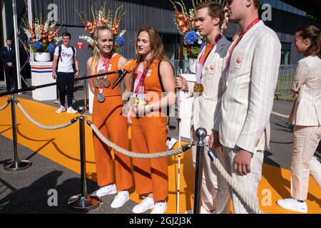 Niederlande, Den Haag am 07/09/2021. Das Ministerium für Gesundheit, Wohlfahrt und Sport organisiert eine Hommage an die niederländischen Medaillengewinnerinnen der 202 Stockfoto