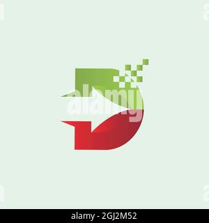 Buchstabe D Pfeil Technologie Logo Symbol flaches Design Vektor Grafik Konzept Stock Vektor