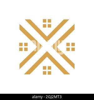Buchstabe X Haus Wohnsitz Immobilien-Logo Symbol flach Vektor Konzept Grafik einfaches stilvolles Design Stock Vektor