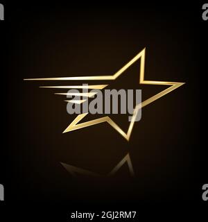 Gold Star Logo Vektor im eleganten Stil mit schwarzem Hintergrund Stock Vektor