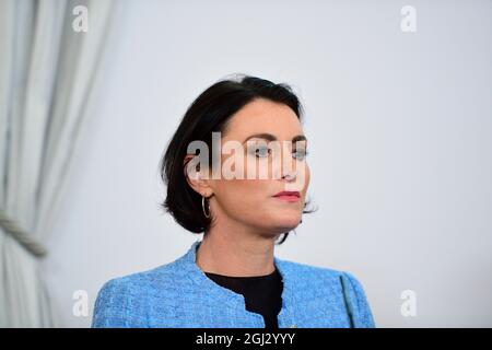 Wien, Österreich. 8. September 2021. Medienpublikum der Bundesregierung. Presseerklärung im Anschluss an die Konferenz der Bundesregierung mit den Gouverneuren und Experten über die neuen Corona-Maßnahmen. Das Bild zeigt Elisabeth Köstinger, Bundesministerin für Landwirtschaft, Regionen und Tourismus (ÖVP). Stockfoto