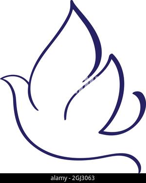 Handgezeichnete Taubenvögel Kalligraphie Pinsel Linie. Flying Pigeon Logo Vektorgrafik. Konzept für Ikonkarte, Bannerposter, Flyer Stock Vektor