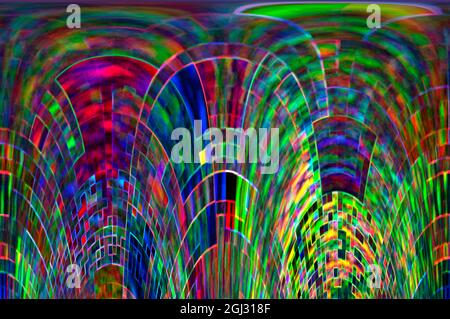 Abstrakter Hintergrund eines digitalen Musters in Neonfarben. Stockfoto