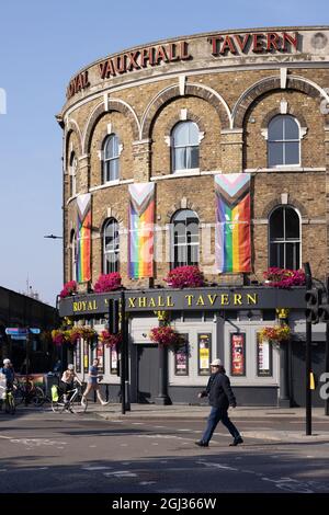 Die Royal Vauxhall Taverne, ehemalige viktorianische Musikhalle, heute Veranstaltungsort und Klub für Schwule, Vauxhall, South London, Großbritannien Stockfoto