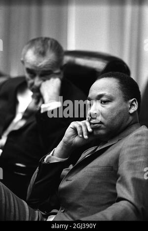 Präsident Lyndon B Johnson und Dr. Martin Luther King jr, im Weißen Haus, März 1966 Stockfoto