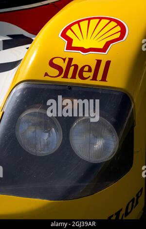 Shell-Logo auf einem Porsche 962C #17, der am 5. September 2021 beim Concours d’Elegance im Blenheim Palace zu sehen war Stockfoto