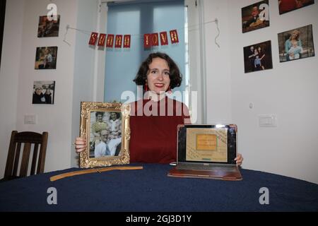 Lauren Leiderman bei der Zoom Buchbespannung „das Poesiealbum von Eva Goldberg - das Mädchen aus Görlitz, das mit Anne Frank freundlich war“. Görlitz Stockfoto