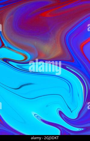Handbemaltes Aquarell mit gemischten flüssigen Farben. Abstrakte flüssige Acrylmalerei. Moderne Kunst. Marmor glänzenden Marmor abstrakten Hintergrund. Stockfoto