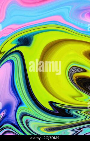 Handbemaltes Aquarell mit gemischten flüssigen Farben. Abstrakte flüssige Acrylmalerei. Moderne Kunst. Marmor glänzenden Marmor abstrakten Hintergrund. Stockfoto