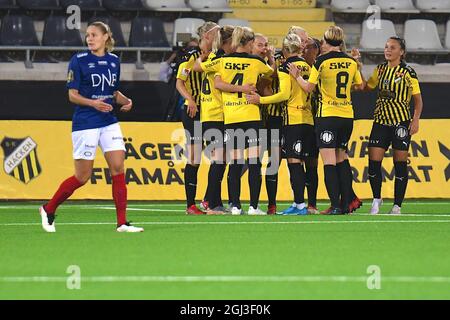 Göteborg, Schweden. September 2021. Hacken feiert während der UEFA Womens Champions League Qualifikationsrunde 2 zwischen BK Hacken und Valerenga IF in der Bravida Arena in Göteborg, Schweden Credit: SPP Sport Press Foto. /Alamy Live News Stockfoto