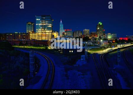 City Scape of Raleigh Durham North Carolina von der Boylan Bridge Stockfoto