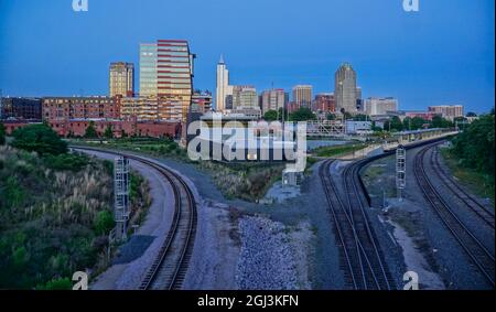 City Scape of Raleigh Durham North Carolina von der Boylan Bridge Stockfoto