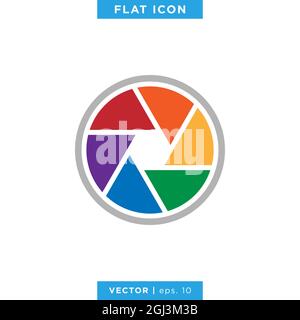 Design-Vorlage für Abbildung von Kameraverschlusssymbole, Vektorgrafiken, Material. Vektor eps 10. Stock Vektor