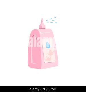 Zeichnung von Karikatur rosa Desinfektionsmittel für den Druck. Vektorgrafik. Stock Vektor