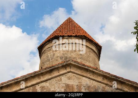 Die christliche Geschichte des Kaukasus. frühes christentum in Aserbaidschan. Albanische Kirche im Kisch Dorf Sheki Stockfoto