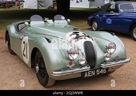 Jaguar XK120 Roadster (1951), Concours of Elegance 2021, Hampton Court Palace, London, Großbritannien, Europa Stockfoto