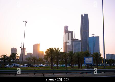 Riad, Saudi-Arabien - 14 2021. Juli, King Abdullah Financial District, KAFD Business Towers Stockfoto