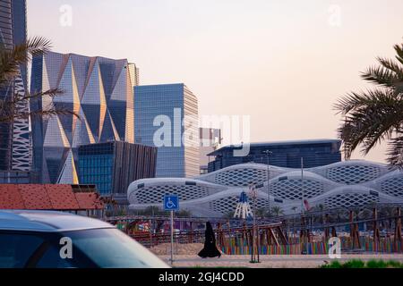 Riad, Saudi-Arabien - 14 2021. Juli, King Abdullah Financial District, KAFD Business Towers Stockfoto