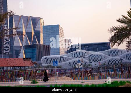 Riad, Saudi-Arabien - 14 2021. Juli, King Abdullah Financial District, KAFD Business Towers Stockfoto