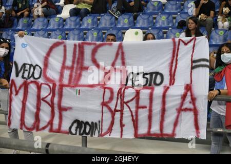 Reggio Emilia, Italien, 8. September 2021. Unterstützer (Italien) beim Qualifikationsspiel der FIFA Fußball-Weltmeisterschaft Katar 2022 zwischen Italien 5-0 Litauen am 8. September 2021 im Mapei-Stadion in Reggio Emilia Italien. Quelle: Maurizio Borsari/AFLO/Alamy Live News Stockfoto