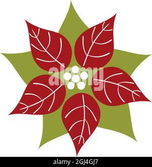 Rote isolierte Weihnachtsstern auf weißem Hintergrund. Vektor-Poinsettia Stock Vektor